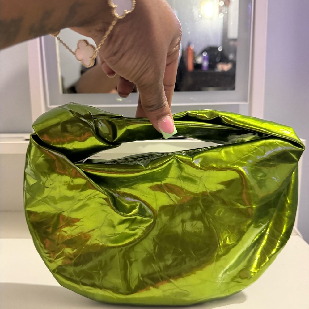 Shiny Green Bottega Bag. Worn once. In excellent condition.